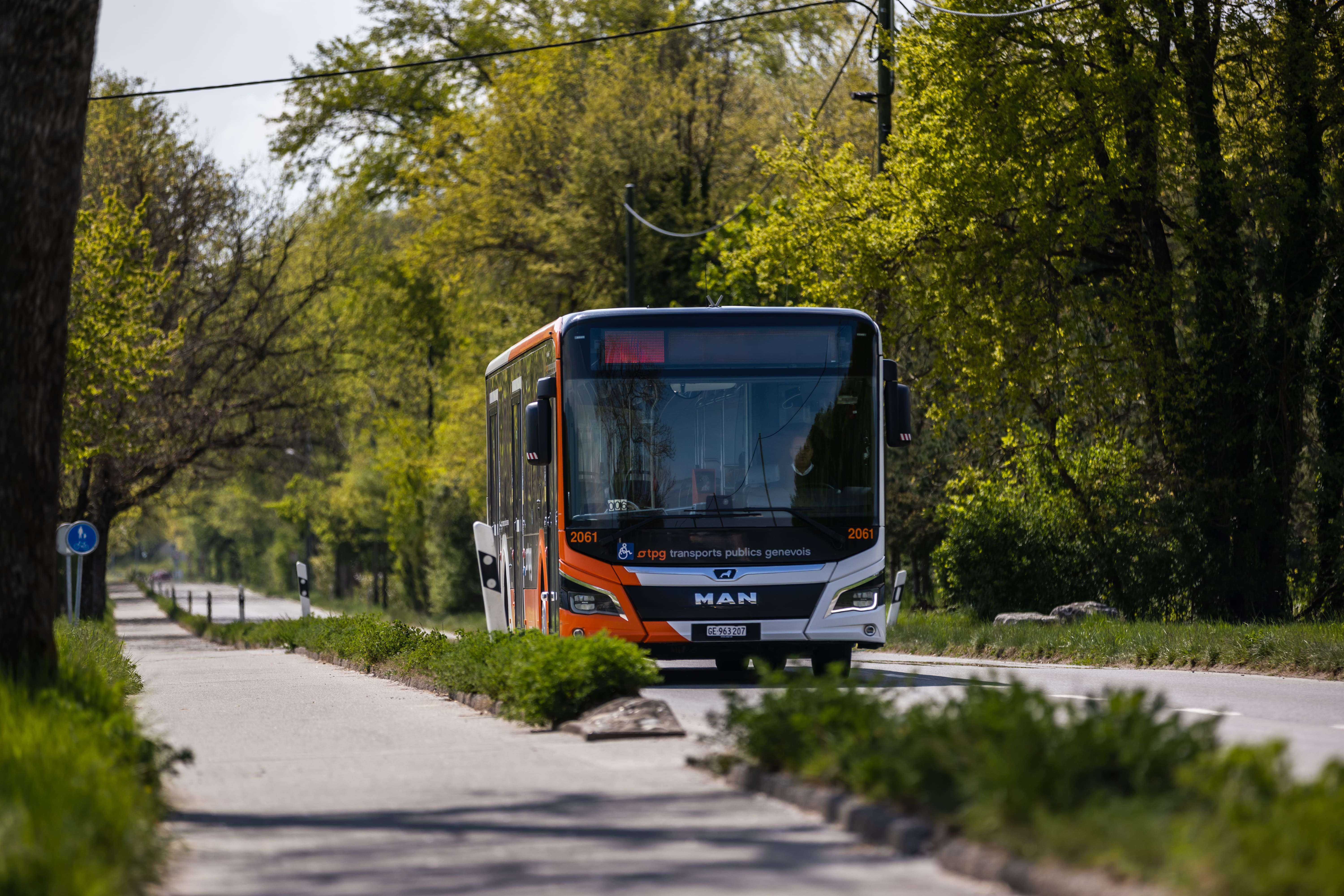 Photo d'un bus tpg, service navettes