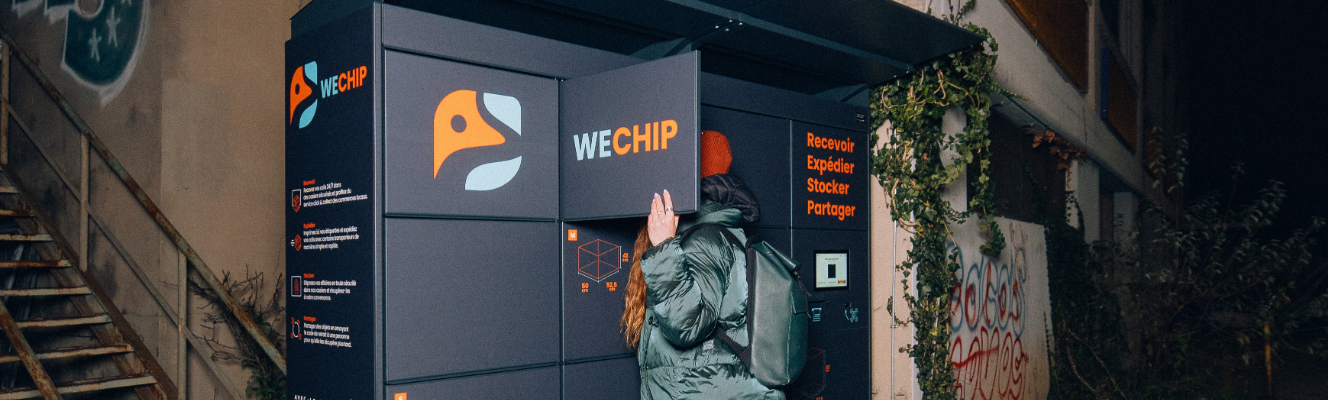 Photo d'un bloc de casiers connectés Wechip